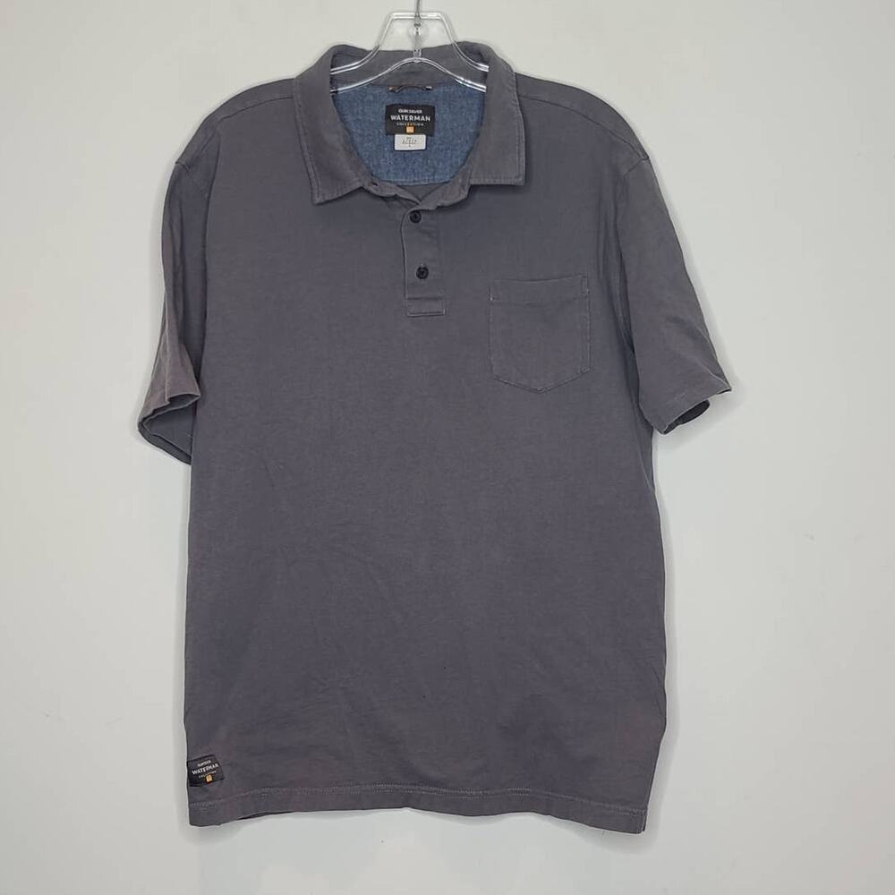 Quiksilver grey waterman short sleeve polo shirt - large